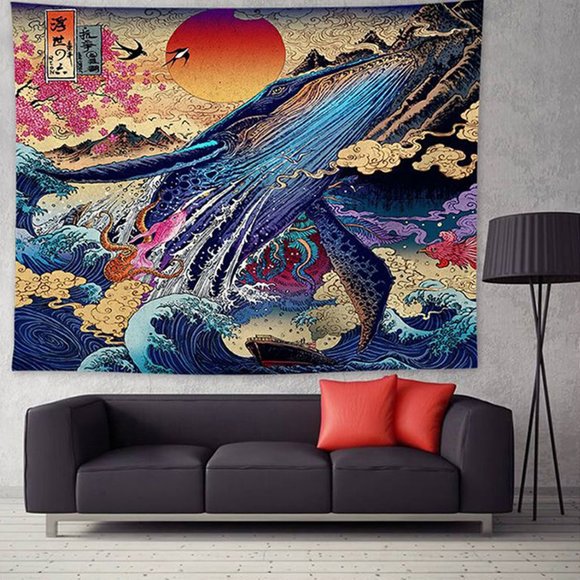 Japanese Sea Ocean Wave Hanging Decor Tapestry 3D - Picture 4 of 6